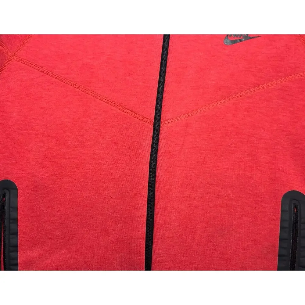 Nike Sportswear Tech Fleece Hoodie Pockets Red Mens Medium